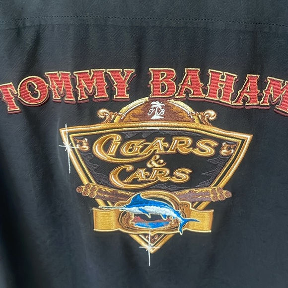 Tommy Bahama Men’s 100% Silk Cigars & Cars Embroidered Shirt Black Size XL - Picture 3 of 16